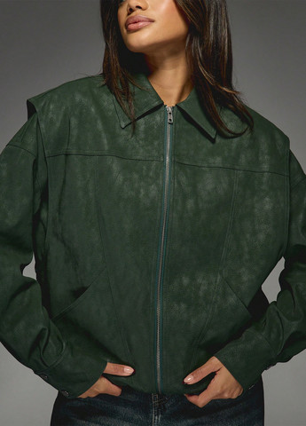 Темно-зелена демісезонна куртка SHEIN