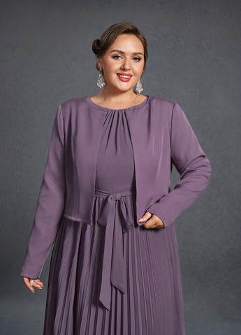 Темно-лиловое вечернее платье плиссированное SHEIN однотонное