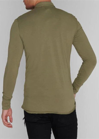 Оливковковая (хаки) кэжуал рубашка однотонная Fabric