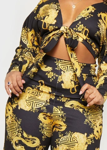 Комбинезон PrettyLittleThing комбинезон-брюки рисунок чёрный кэжуал полиэстер