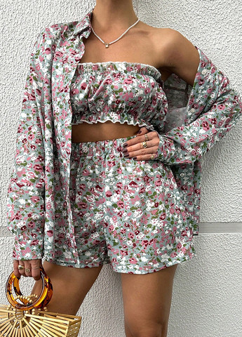 Костюм (сорочка, топ, шорти) SHEIN (332520123)