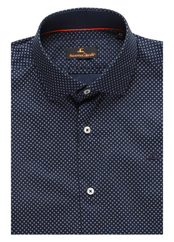 Темно-синяя классическая, кэжуал рубашка с геометрическим узором Nazarenogabrielli