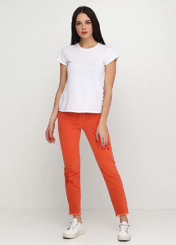 Оранжевые демисезонные слим джинсы H&M