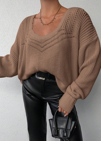 Оливковый (хаки) демисезонный пуловер пуловер SHEIN