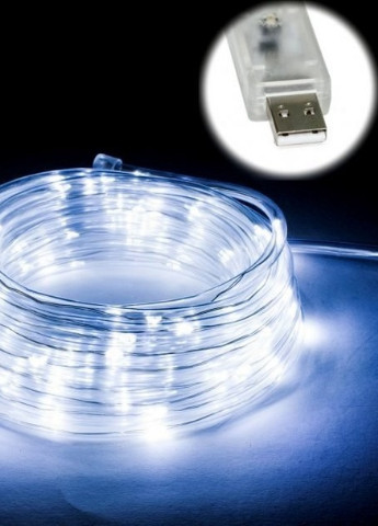 Внутрішня світлодіодна гірлянда неон стрічка-шланг 5мм 100 10м каучук+ USB білий Led (251371739)