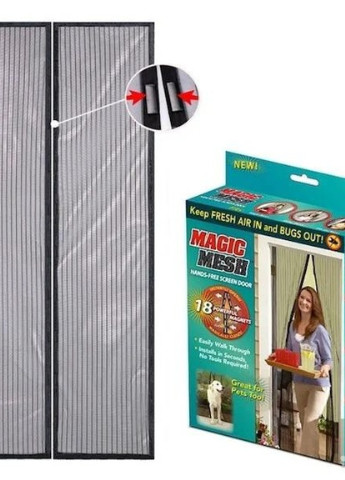 Антимоскитная магнитная шторка, Magic Mesh сетка на двери, 210х100см Черный Good Idea (236127159)