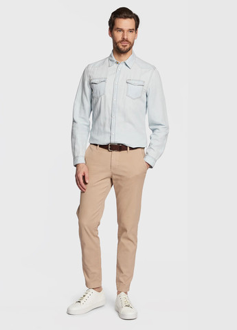 Голубой классическая, кэжуал рубашка с логотипом Guess