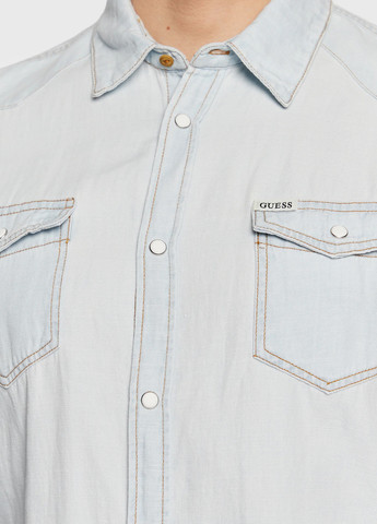 Голубой классическая, кэжуал рубашка с логотипом Guess
