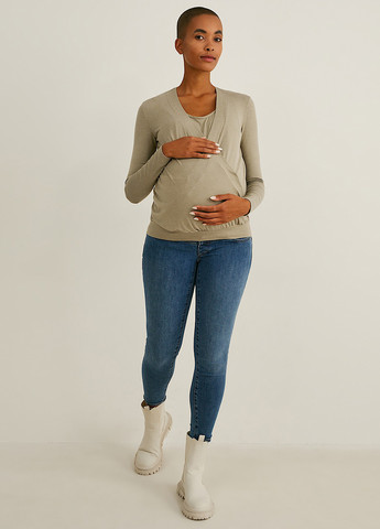 Сіро-зелена блуза для вагітних та годуючих на запах C&A