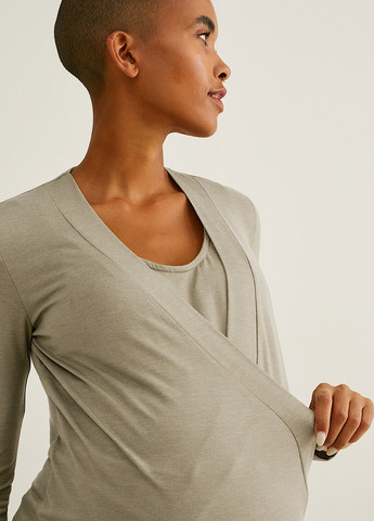 Сіро-зелена блуза для вагітних та годуючих на запах C&A