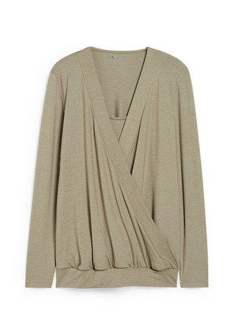 Сіро-зелена блуза для вагітних та годуючих на запах C&A