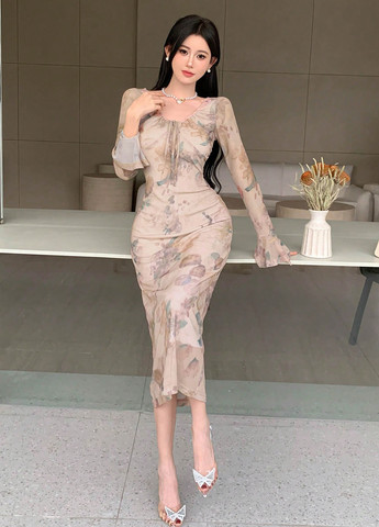 Бежева кежуал сукня SHEIN з квітковим принтом