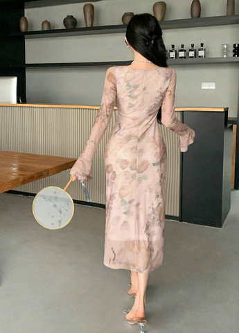 Бежева кежуал сукня SHEIN з квітковим принтом