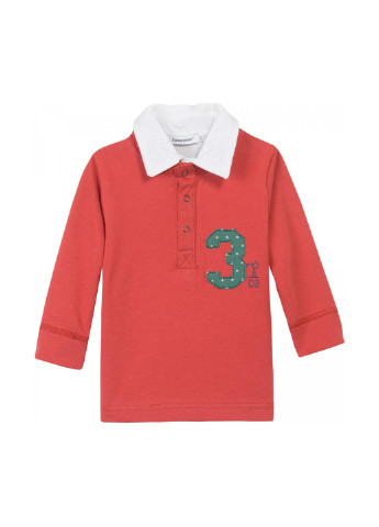 Коралловая детская футболка-поло для мальчика 3 Pommes с надписью