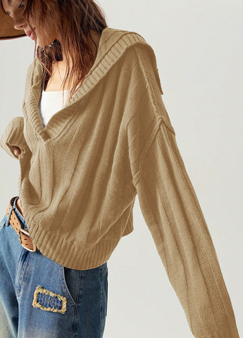 Оливковый (хаки) демисезонный пуловер пуловер SHEIN