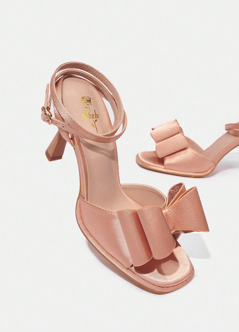 Светло-розовые босоножки SHEIN с ремешком с бантом, со стразами