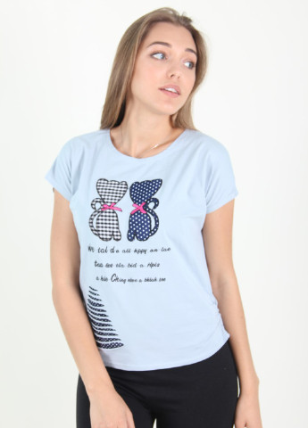 Голубая летняя футболка Ladies Fasfion