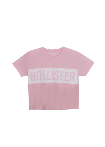 Розовая летняя футболка Hollister