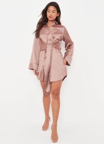 Темно-бежева кежуал сукня сукня-сорочка Missguided однотонна