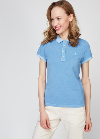 Голубой женская футболка-поло Gant однотонная