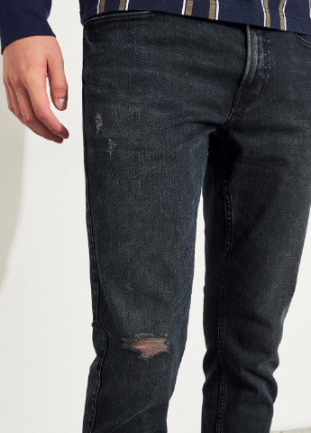 Темно-синие демисезонные зауженные джинсы Hollister