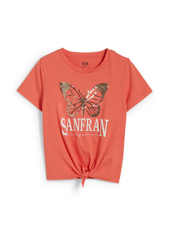 Лососевая летняя футболка C&A