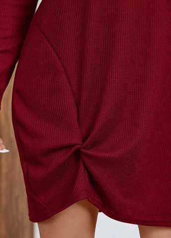 Красное кэжуал платье платье-свитер SHEIN однотонное