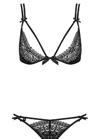 Черный демисезонный комплект белья (лиф, стринги) Obsessive