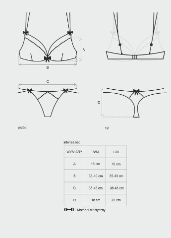 Черный демисезонный комплект белья (лиф, стринги) Obsessive