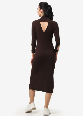 Темно-коричневое кэжуал платье футляр Anette однотонное