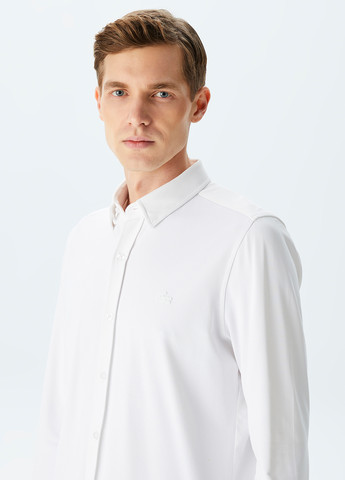 Белая кэжуал рубашка однотонная Lacoste