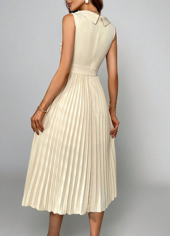 Айвори коктейльное, деловое, кэжуал платье плиссированное, в стиле ампир SHEIN однотонное