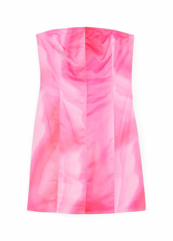 Рожева кежуал, коктейльна сукня бандо Jennyfer з абстрактним візерунком