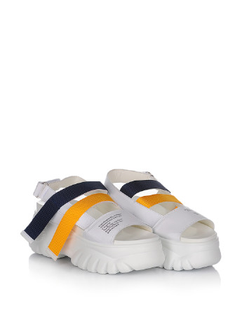 Белые босоножки Lilin Shoes на липучке с белой подошвой