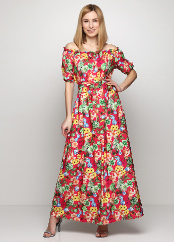 Малиновое кэжуал платье Anastasimo с цветочным принтом
