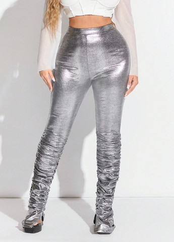 Серебряные демисезонные леггинсы SHEIN