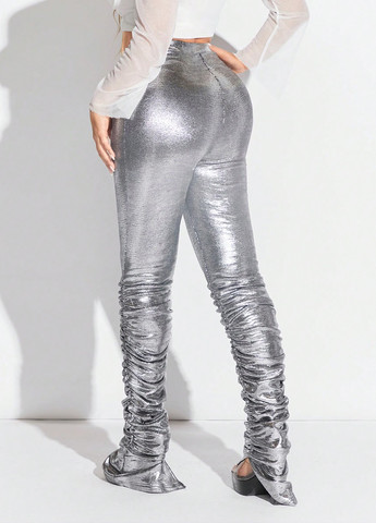 Серебряные демисезонные леггинсы SHEIN