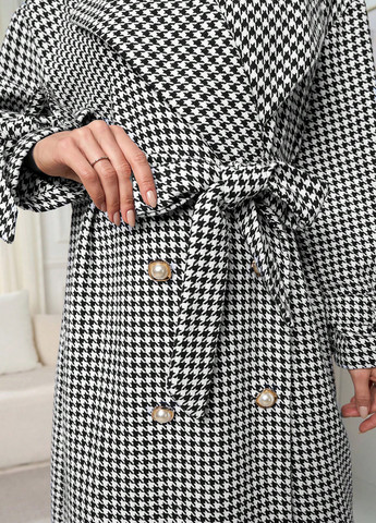 Черно-белое демисезонное Пальто двубортное SHEIN