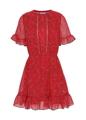 Красное кэжуал платье клеш Tommy Jeans турецкие огурцы