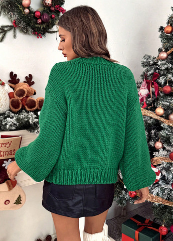 Зеленый зимний кардиган SHEIN