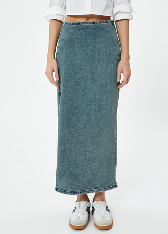 Серо-синяя кэжуал, джинсовая варенка юбка KOTON