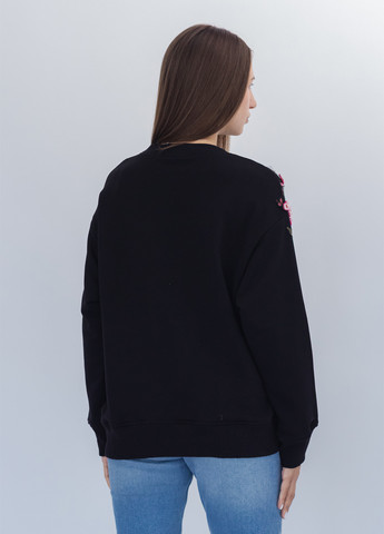 Чорний світшот Nora Kvittin однотонний аплікація, вишивка (301079836)