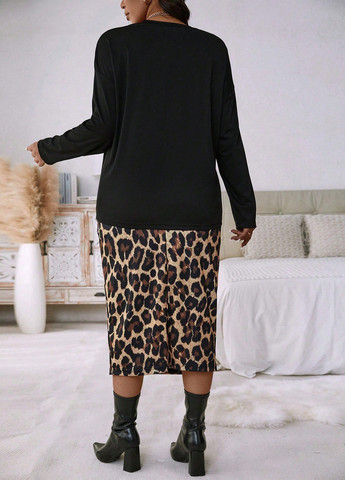 Комбинированный демисезонный комплект (лонгслив, юбка) SHEIN