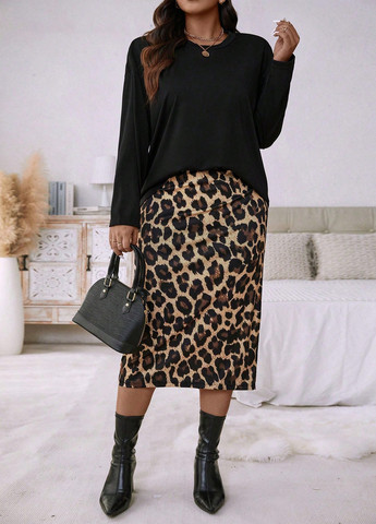 Комбинированный демисезонный комплект (лонгслив, юбка) SHEIN