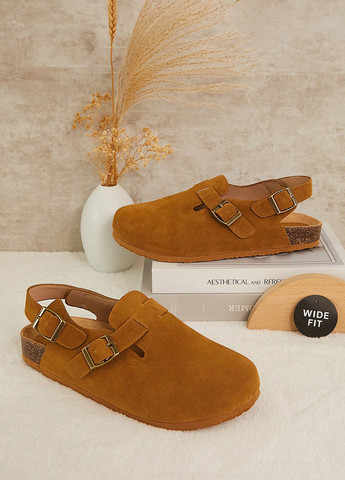 Охра туфли SHEIN без каблука с пряжкой