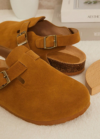 Охра туфли SHEIN без каблука с пряжкой