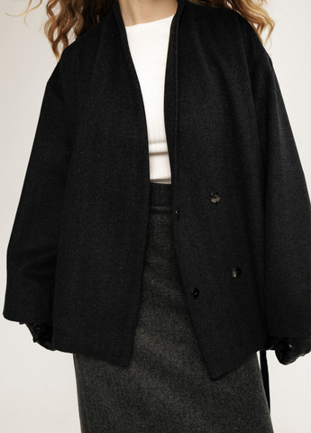 Темно-сіре Кежуал напівпальто двобортне Anna Yakovenko геометричне