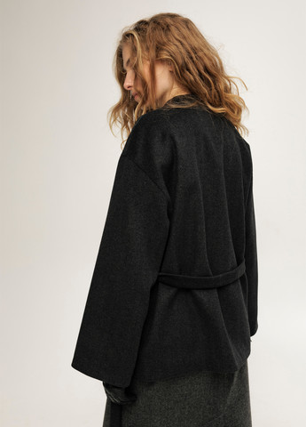 Темно-сіре Кежуал напівпальто двобортне Anna Yakovenko геометричне