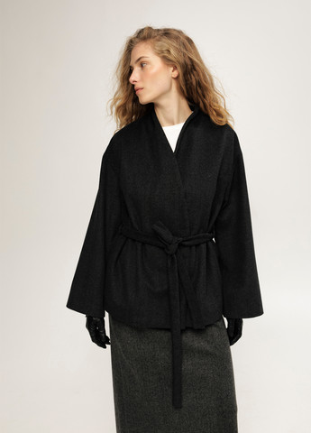 Темно-сіре Кежуал напівпальто двобортне Anna Yakovenko геометричне