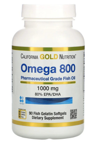 Омега 800, Риб'ячий жир фармацевтичного якості, 1000 мг,, 90 желатинових капсул California Gold Nutrition (228292828)
